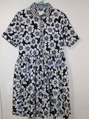 Womens Kate Spade New York Hollyhock Cotton Short Sleeve Floral Print Midi Dress